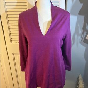 Akris x Bergdorf Goodman V-Neck top in Rich Purple